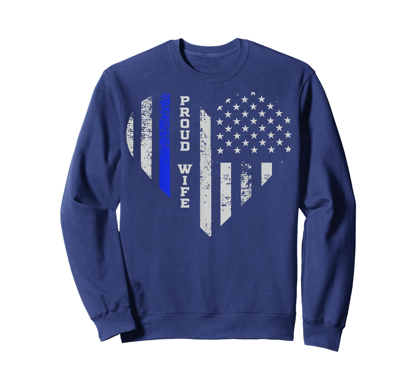 Thin Blue Line Heart T-Shirt Wife of Police Proud USA T-Shirt