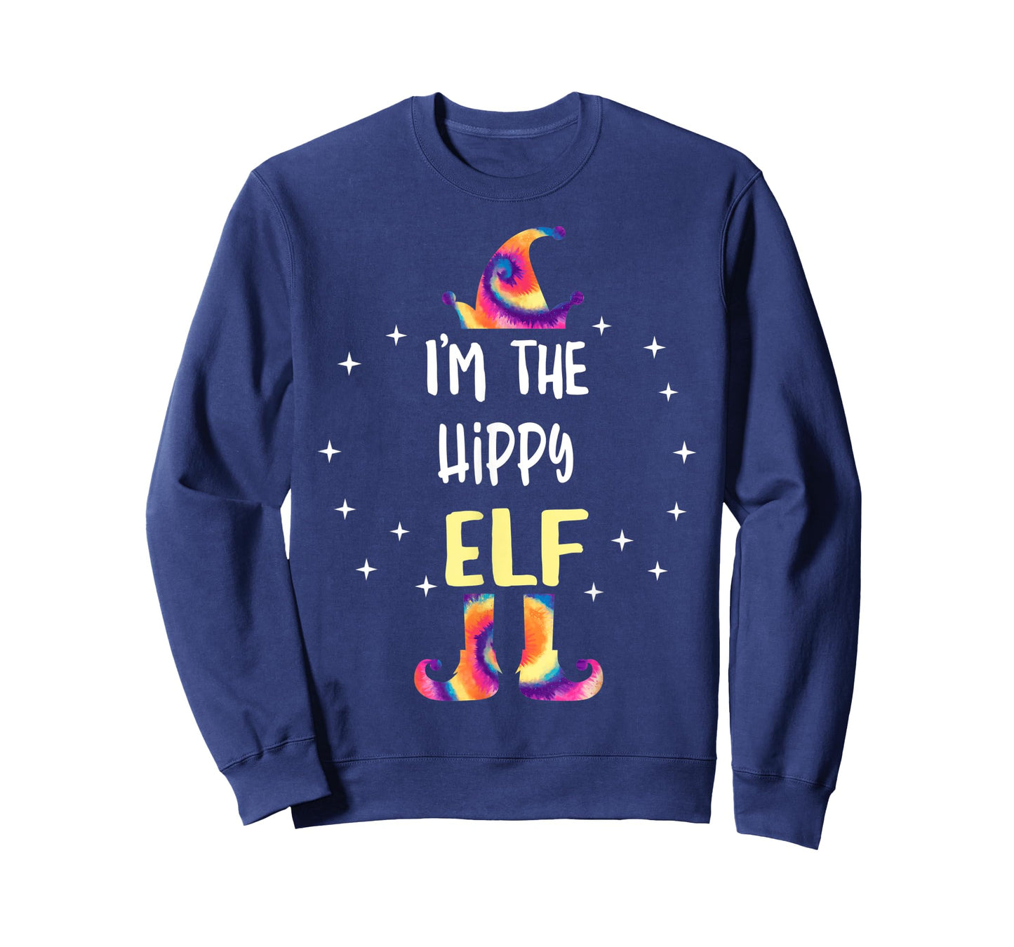 I'm The Hippy Elf Tie Dye Christmas Matching Family T-Shirt