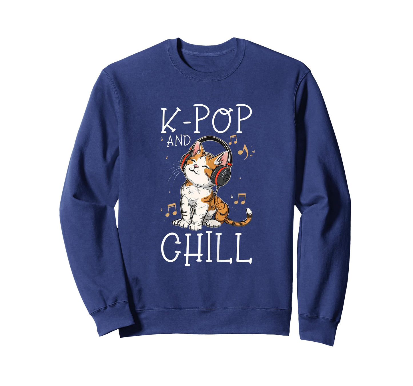 K-Pop And Chill Cute Kawaii Cat Funny Korean Pop Music T-Shirt