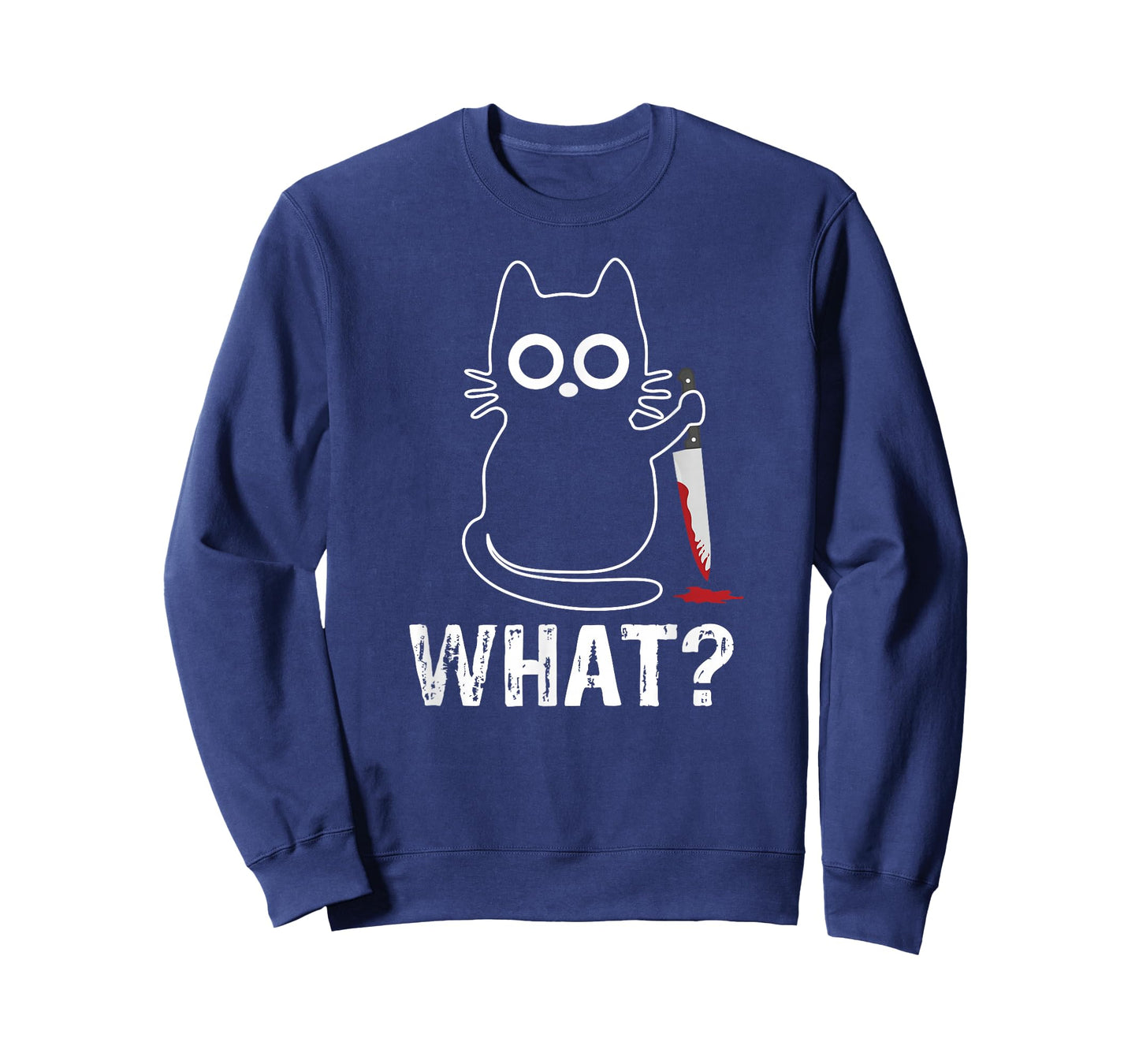 What? - Funny Cat with Knife Graphic Design T-Shirt