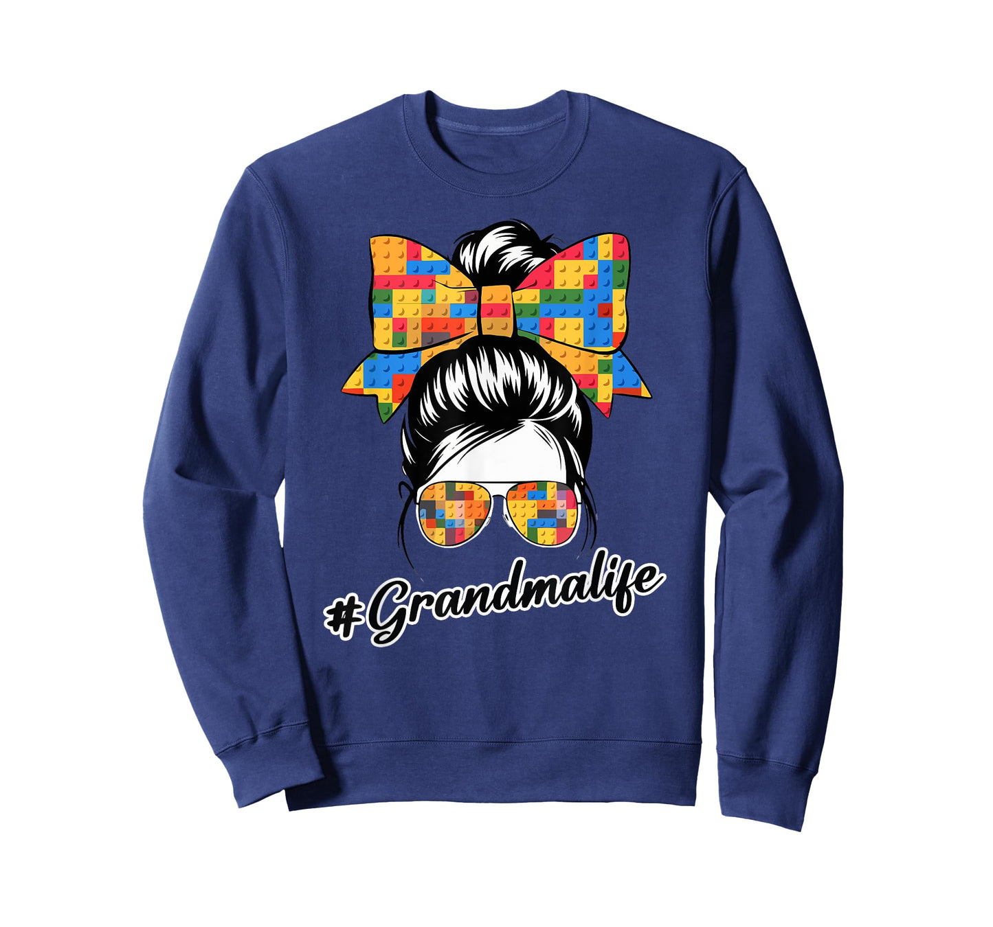 Building Block Messy Bun Grandma Life Mothers Day T-Shirt