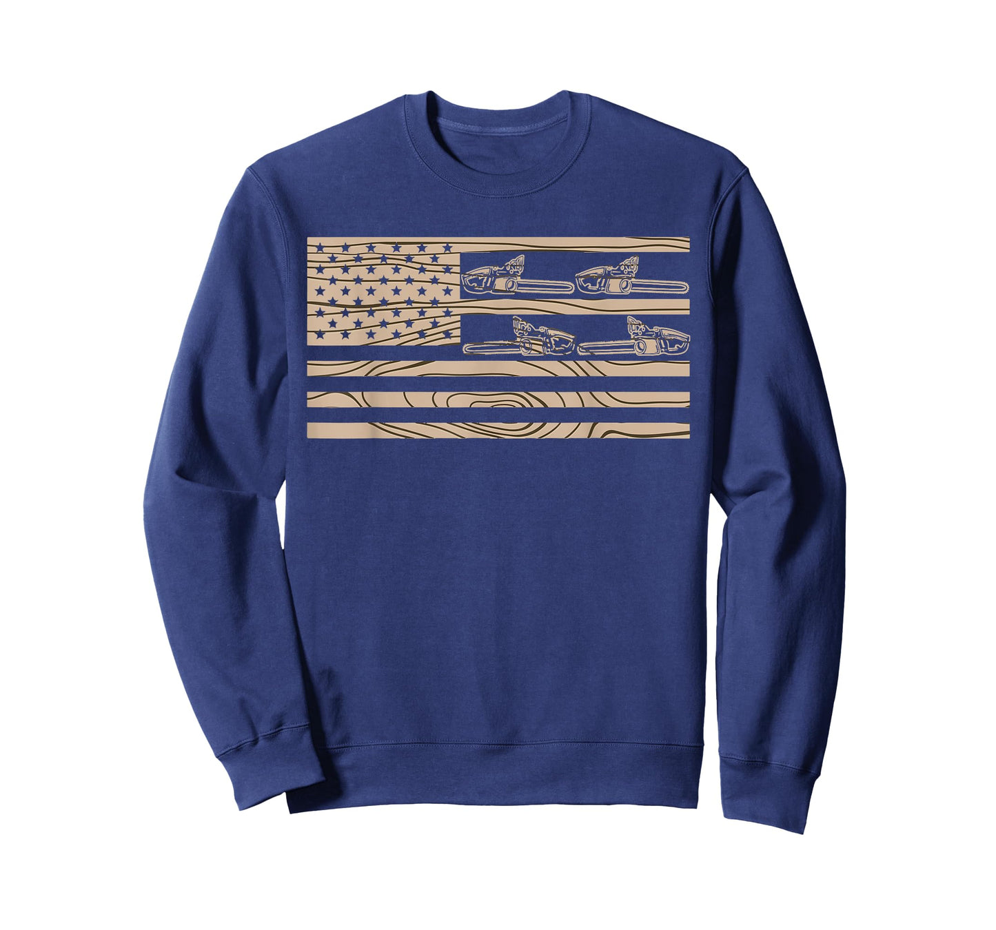 Lumberjack Logger Lumber USA Flag Chainsaw T-Shirt