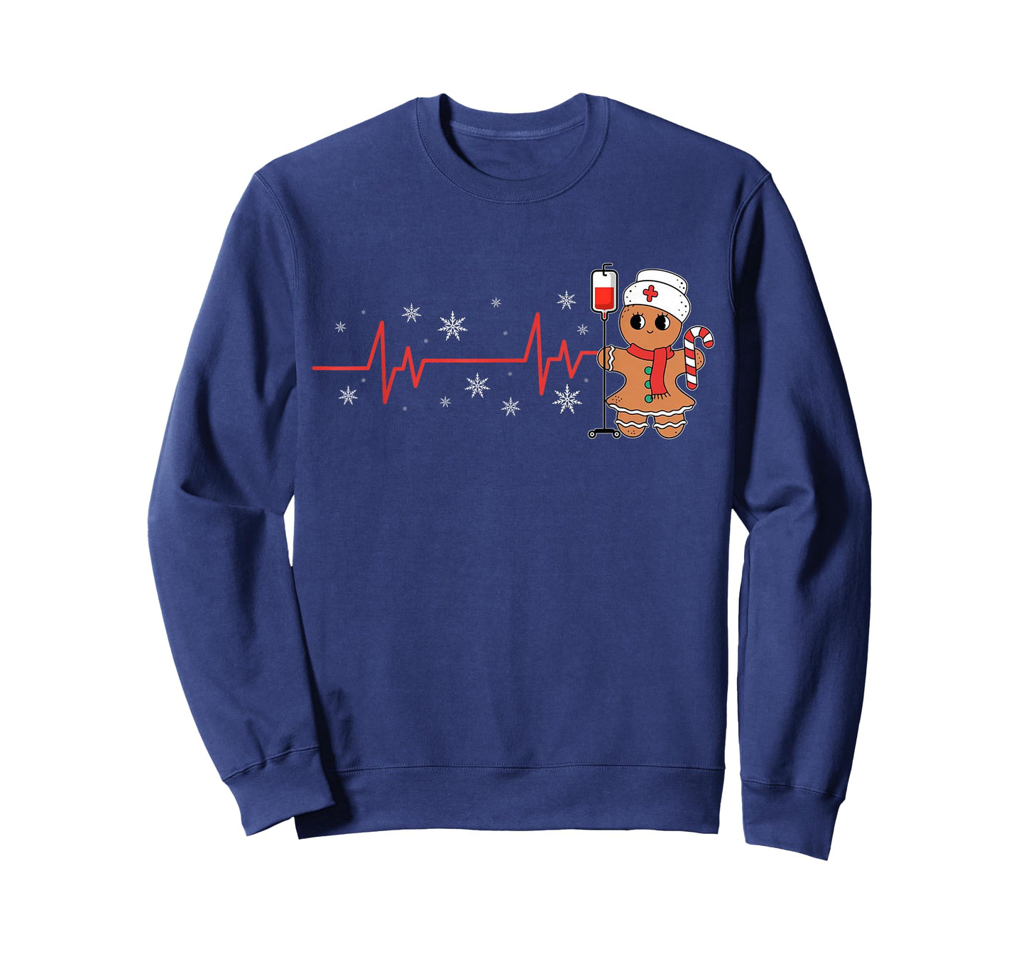 Christmas Nurse Heartbeat Gingerbread Scrub Tops Women T-Shirt