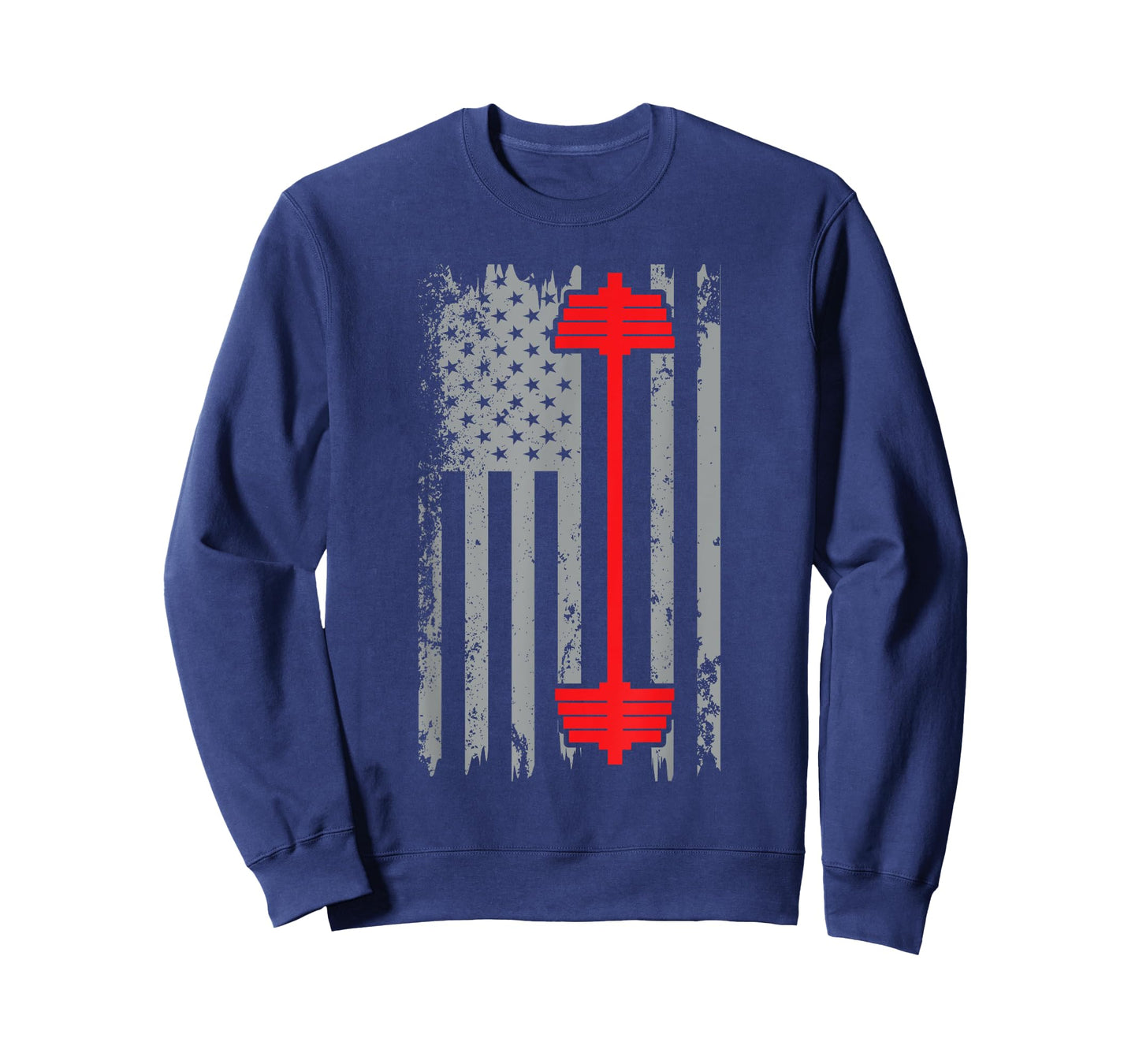 Barbell American Flag Patriotic Weightlifting T-Shirt
