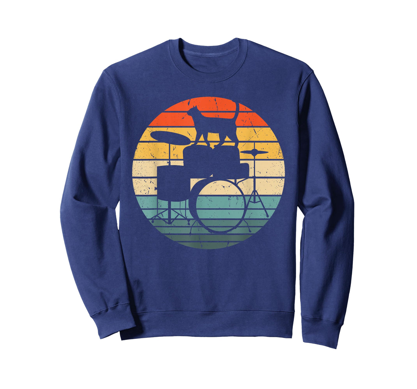 Cat Playing Drums Funny Drummer Cat Drumming Drumset Drum T-Shirt