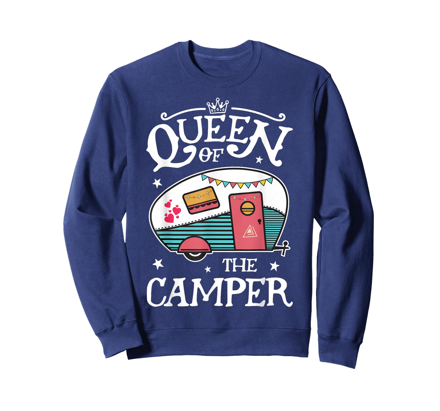 Queen of The Camper Funny Camping Outdoor Women Girls Zip T-Shirt