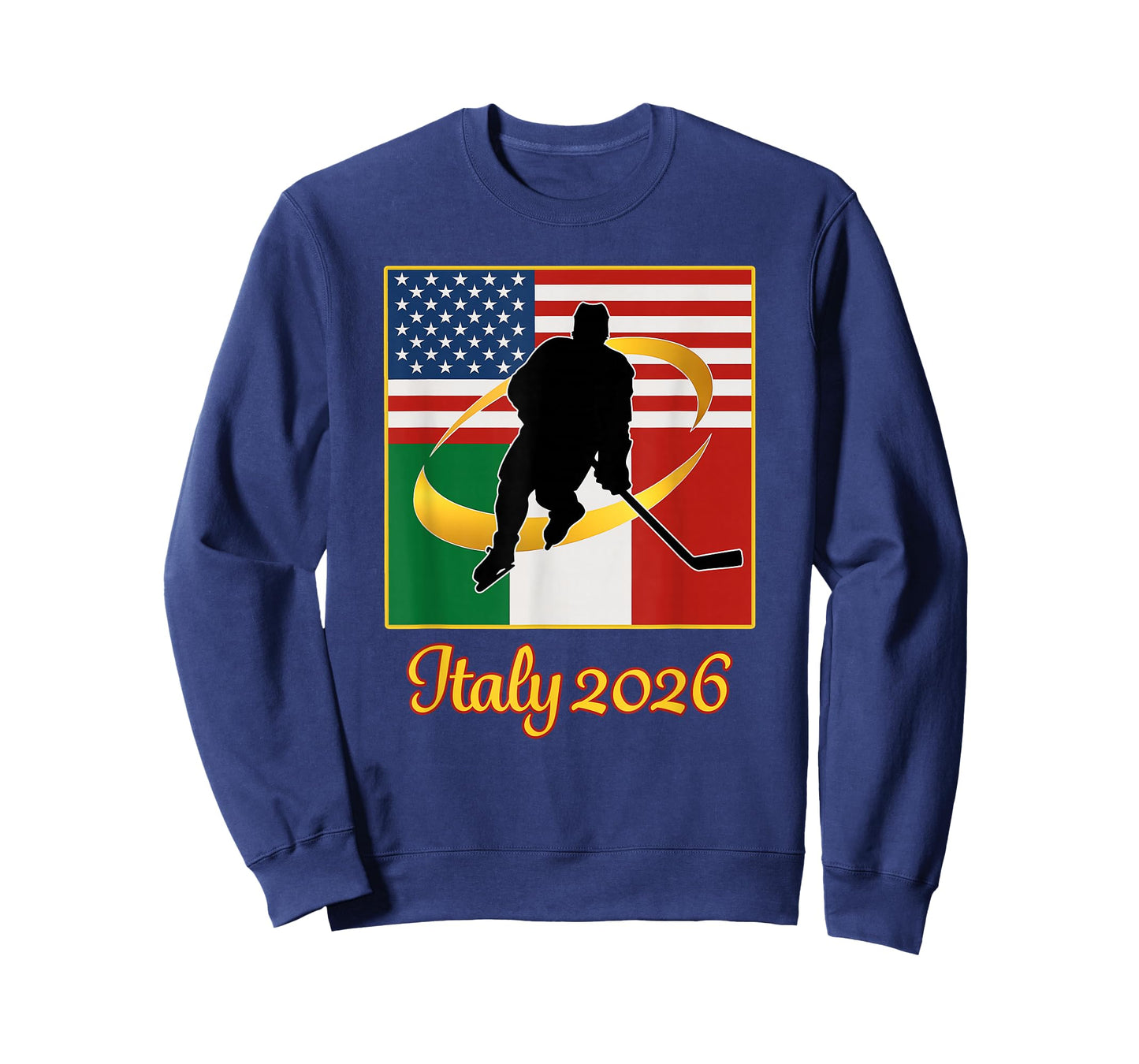 Italy 2026 Ice Hockey 2026 USA Italy Flags Winter Sports T-Shirt