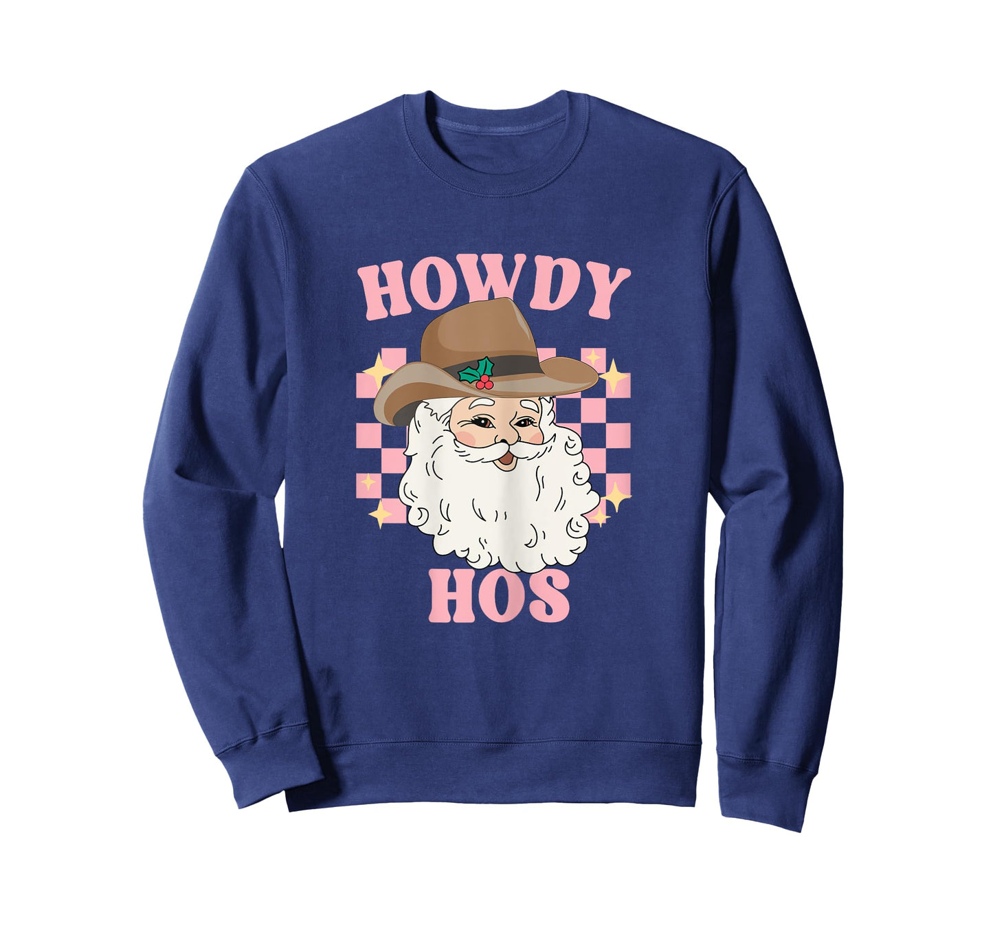 Country Cowboy Christmas Howdy Hos Groovy Western Santa T-Shirt