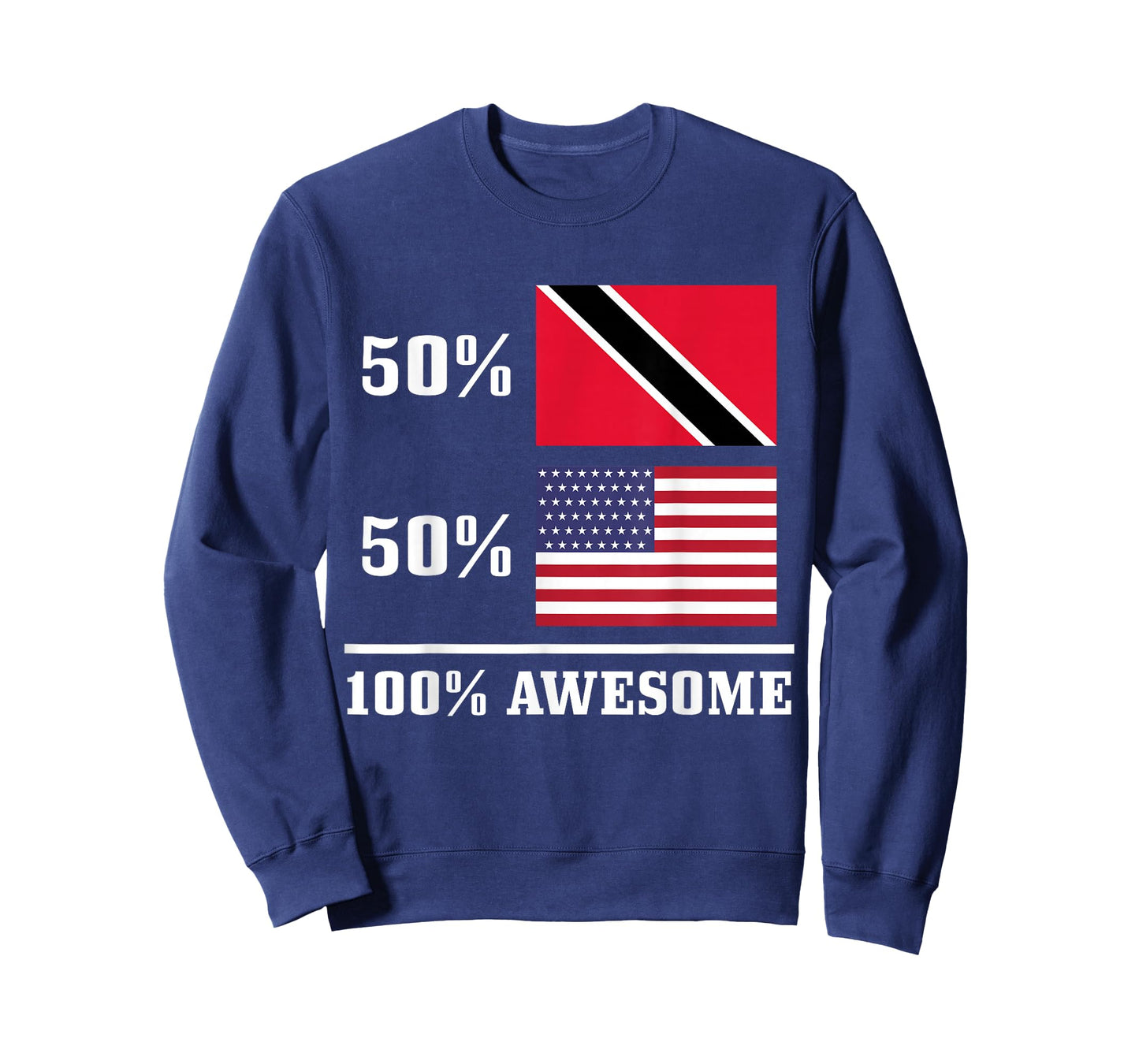 50% Trinidad & Tobago 50% USA American Flag Pride T-Shirt