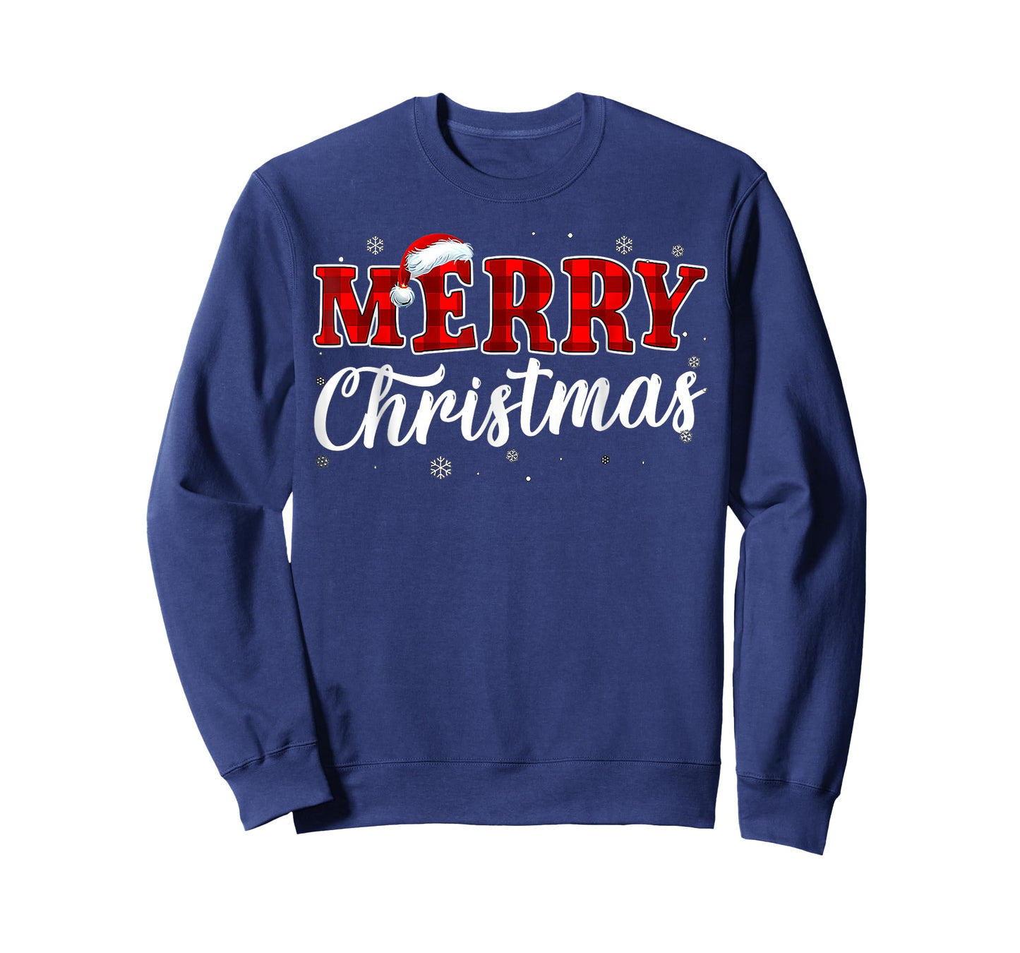 Merry Christmas Buffalo Plaid Red Santa Hat Xmas Pajamas T-Shirt