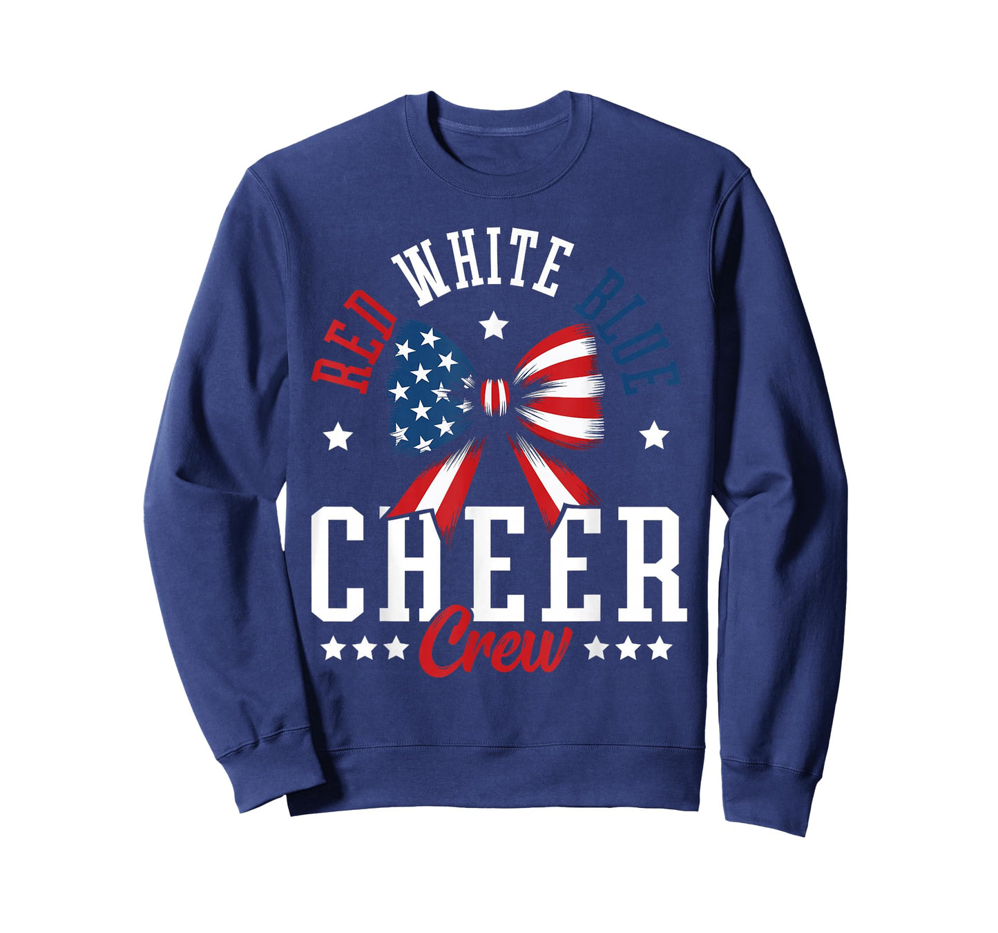 Red White and Blue Patriotic Cheer Crew Cheerleader USA Bow T-Shirt