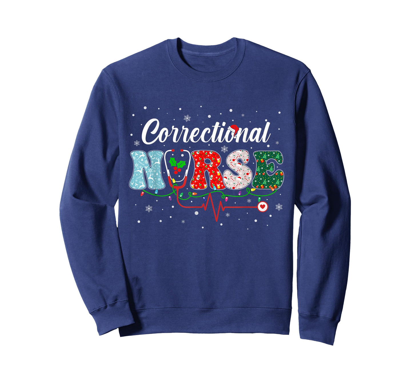 Correctional Nurse Xmas Santa Hat Nursing Christmas Pattern T-Shirt