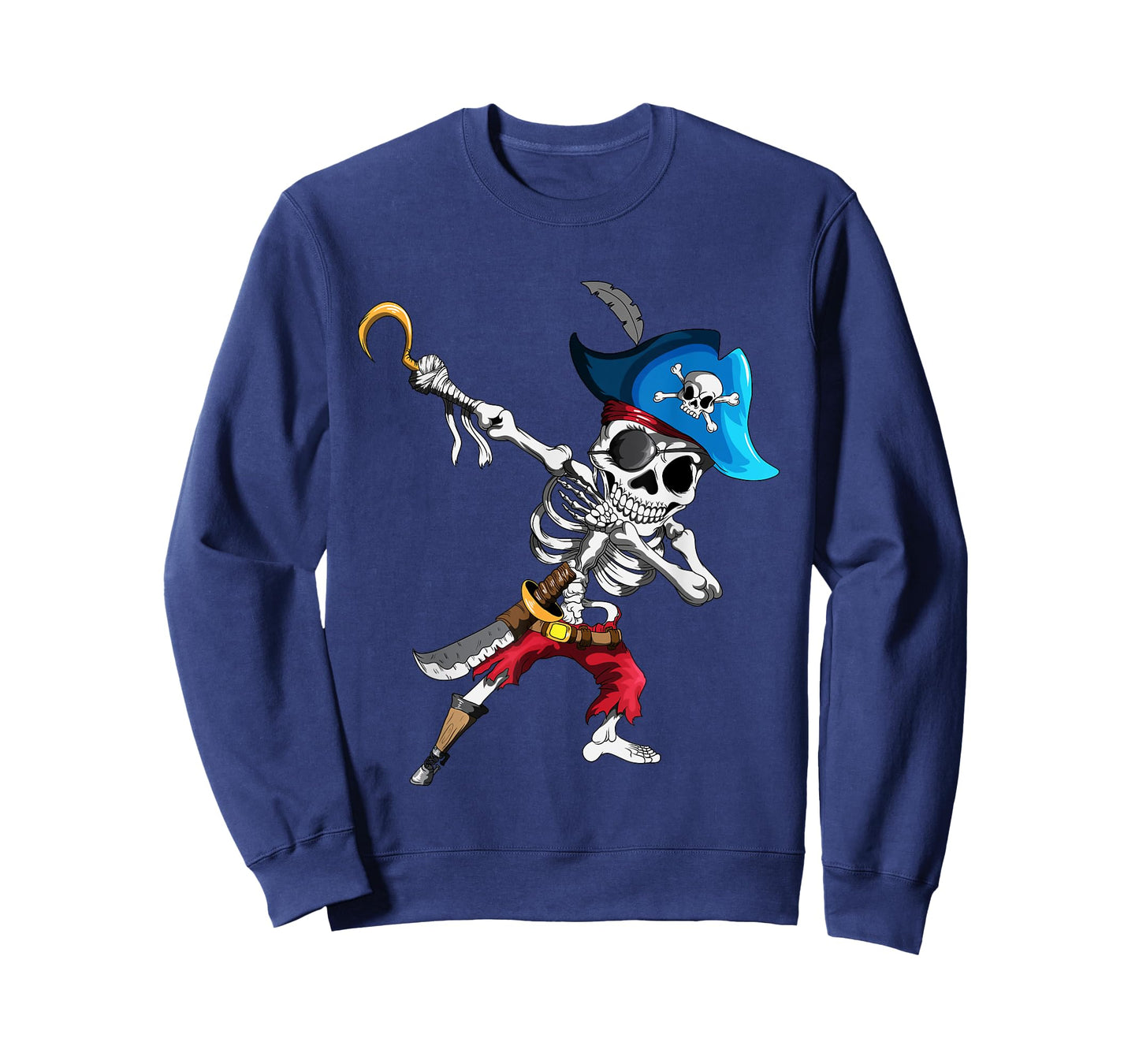 Dabbing Pirates Skeleton Eye Flap Pirate Ship Halloween T-Shirt