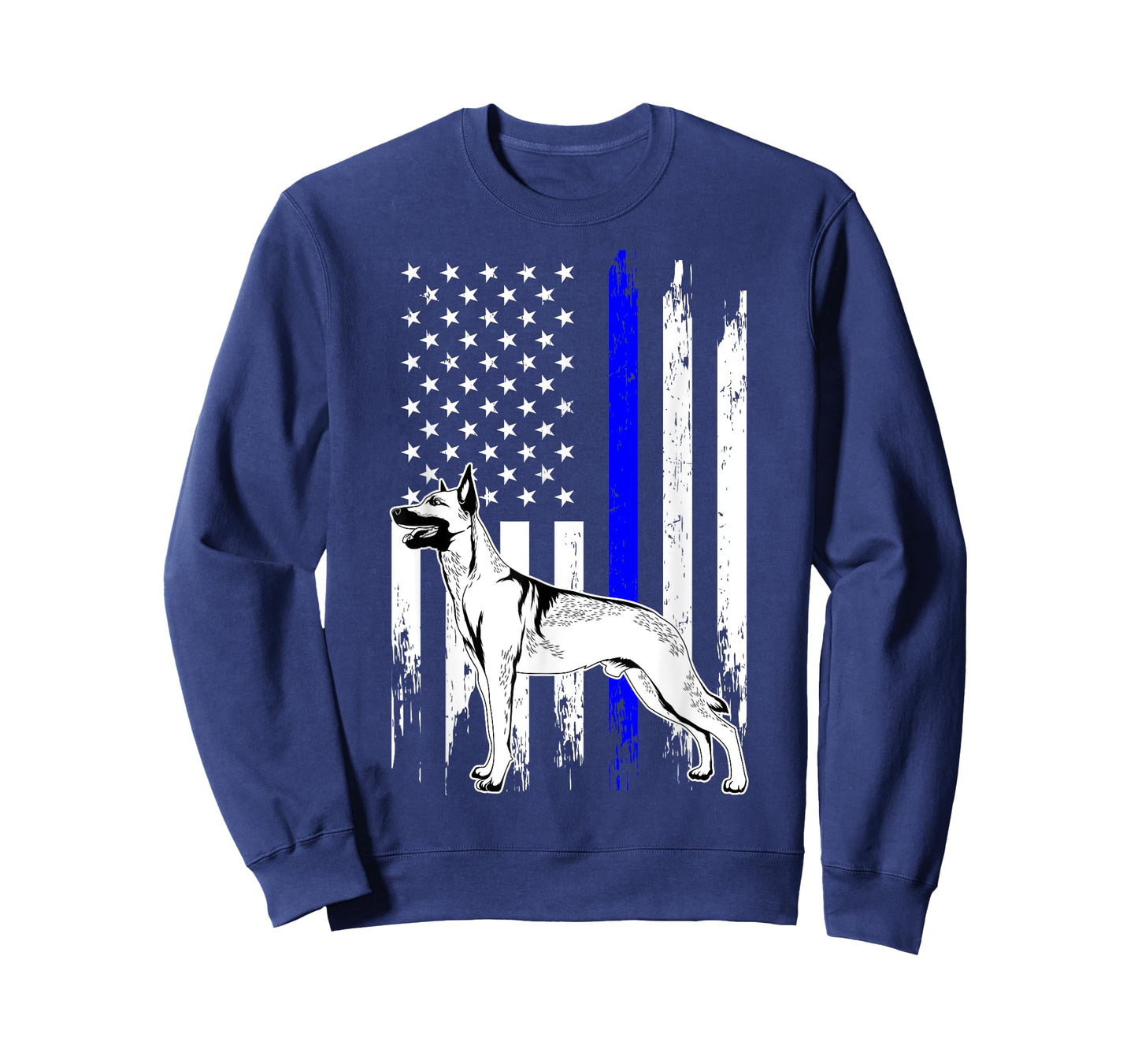 Belgian Malinois K9 Unit Thin Blue Line US Flag Police Gift T-Shirt