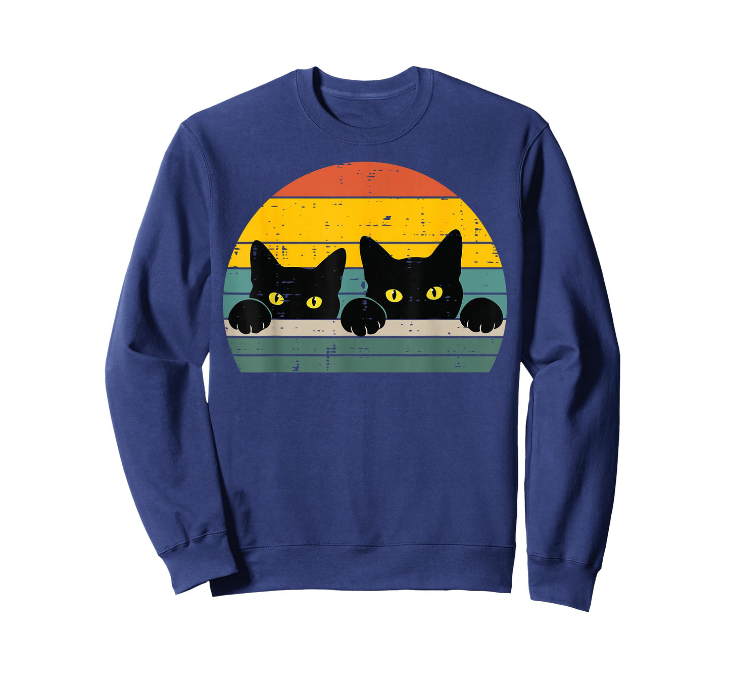 Black Cats Peeking Sunset Retro Kitten Kitty Men Women Kids T-Shirt