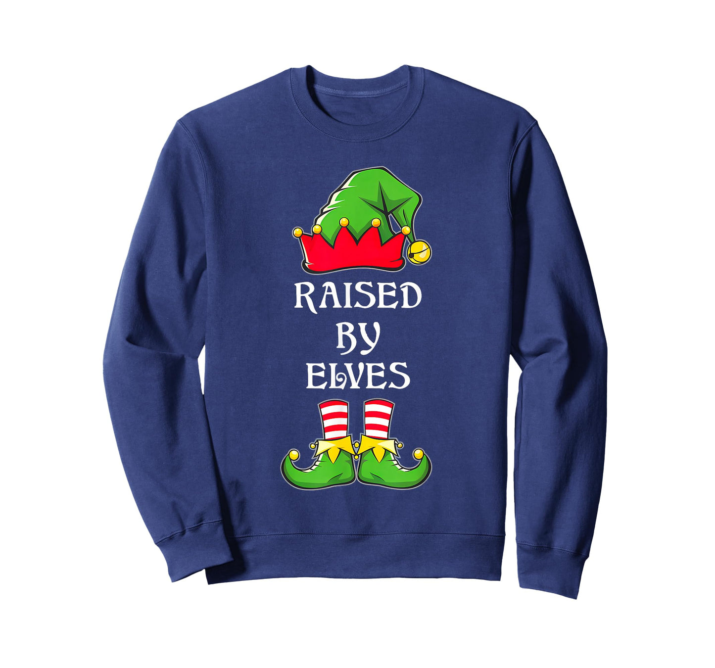 Funny Raised By Elves Christmas Elf Hat T-Shirt