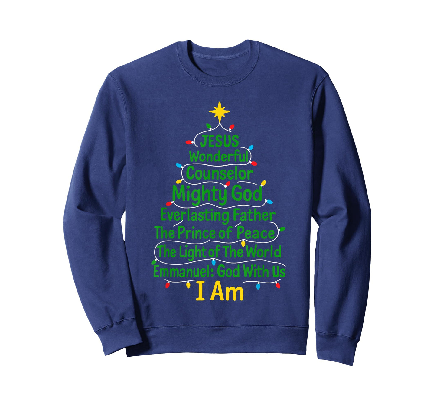 Christian Christmas Jesus Bible Names Xmas Tree Shaped T-Shirt