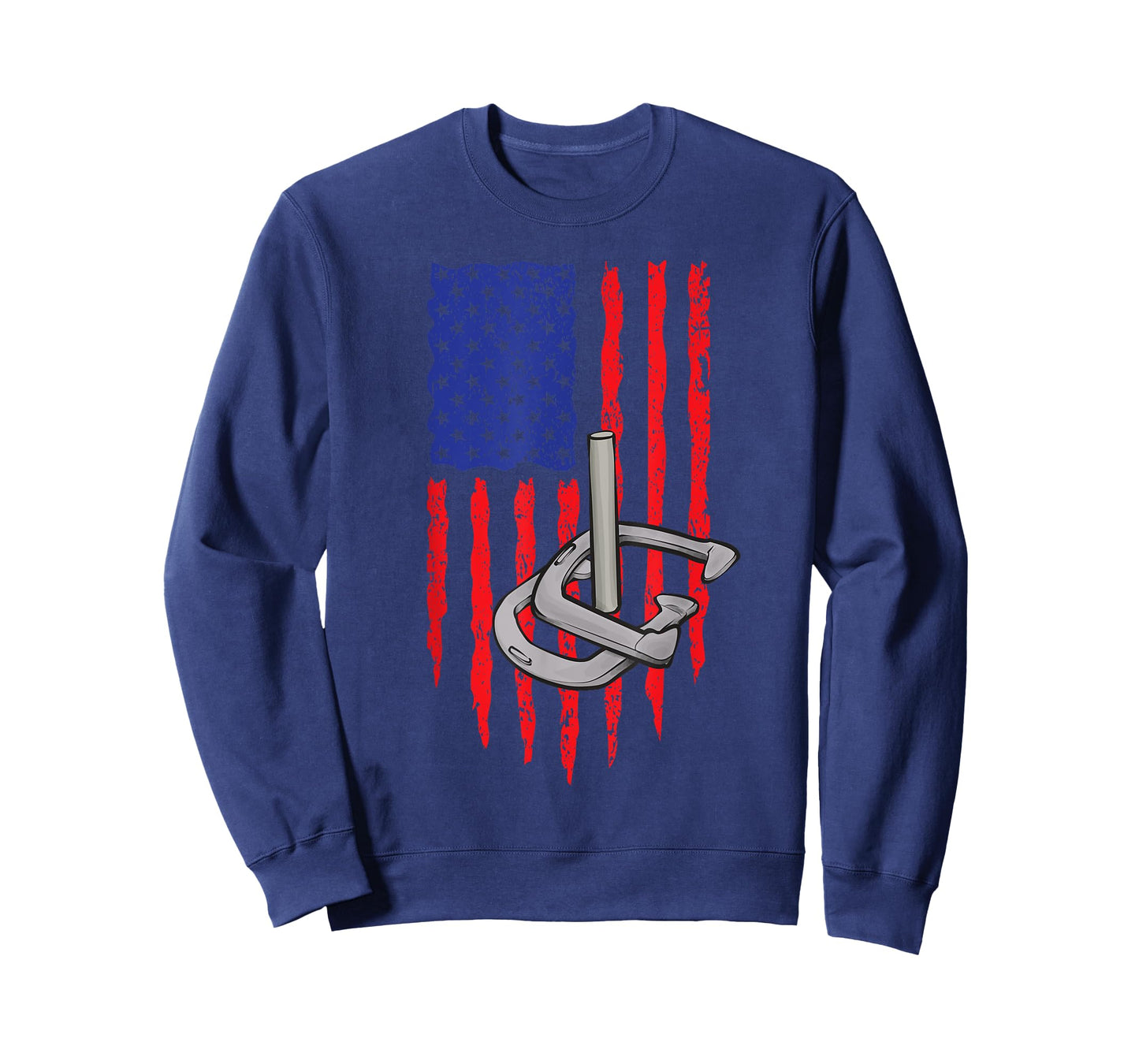 Horseshoe Pitching USA American Flag Horseshoes Game T-Shirt for Women Men