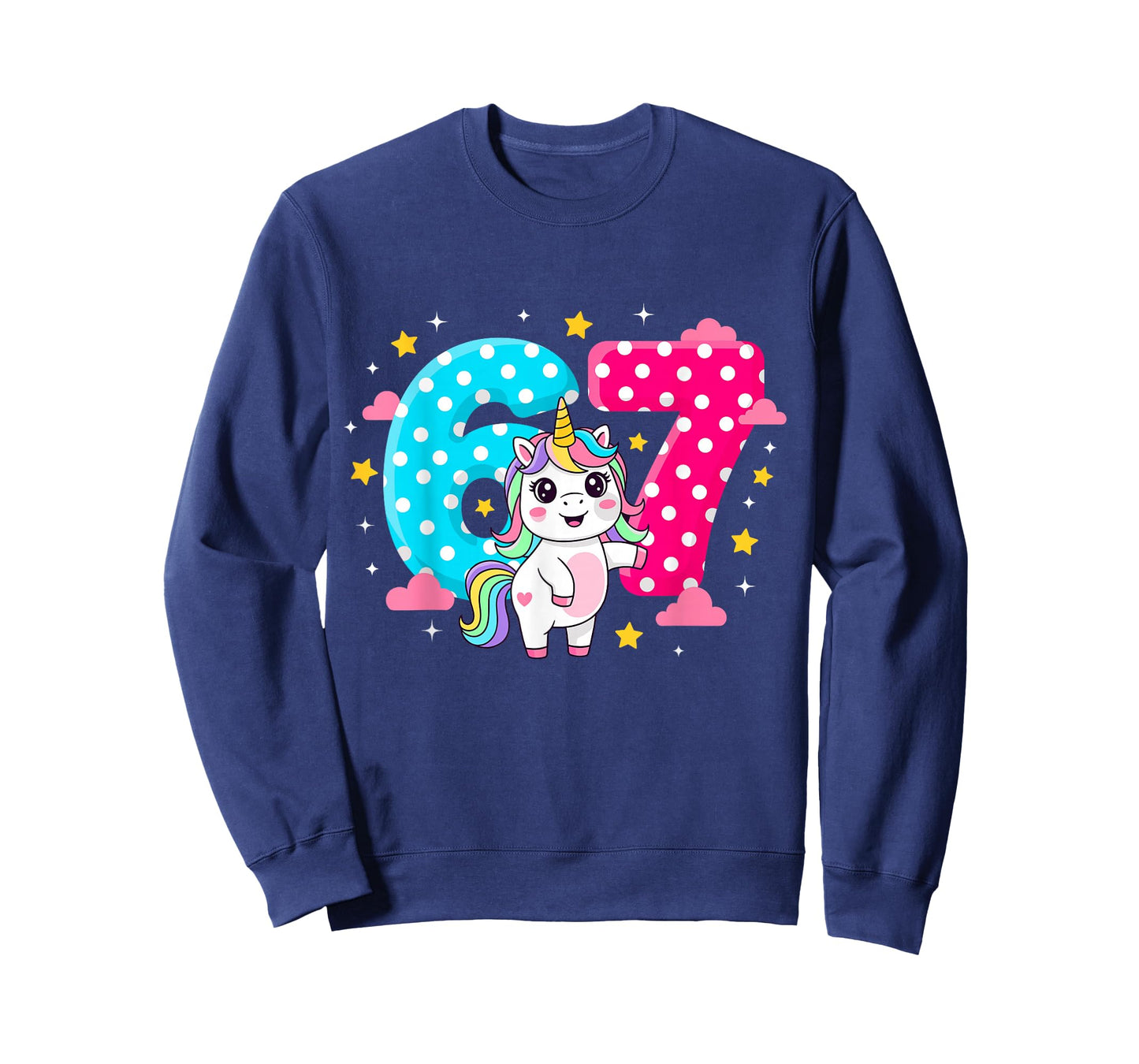 Six Seven Bruh Dabbing Unicorn 6 7 Meme 7th Birthday Girl T-Shirt