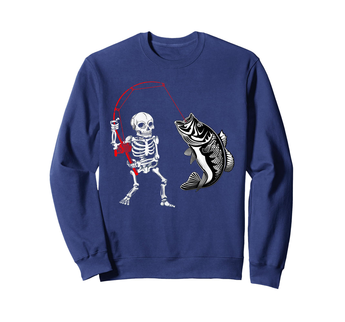 Skeleton Fishing Halloween Bass Fisherman T-Shirt