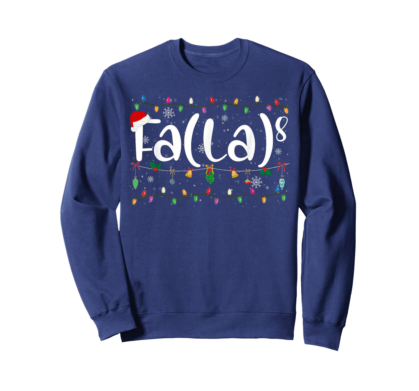 Funny Christmas Lights FA (La) 8 Santa Hat Math Teacher Kid T-Shirt