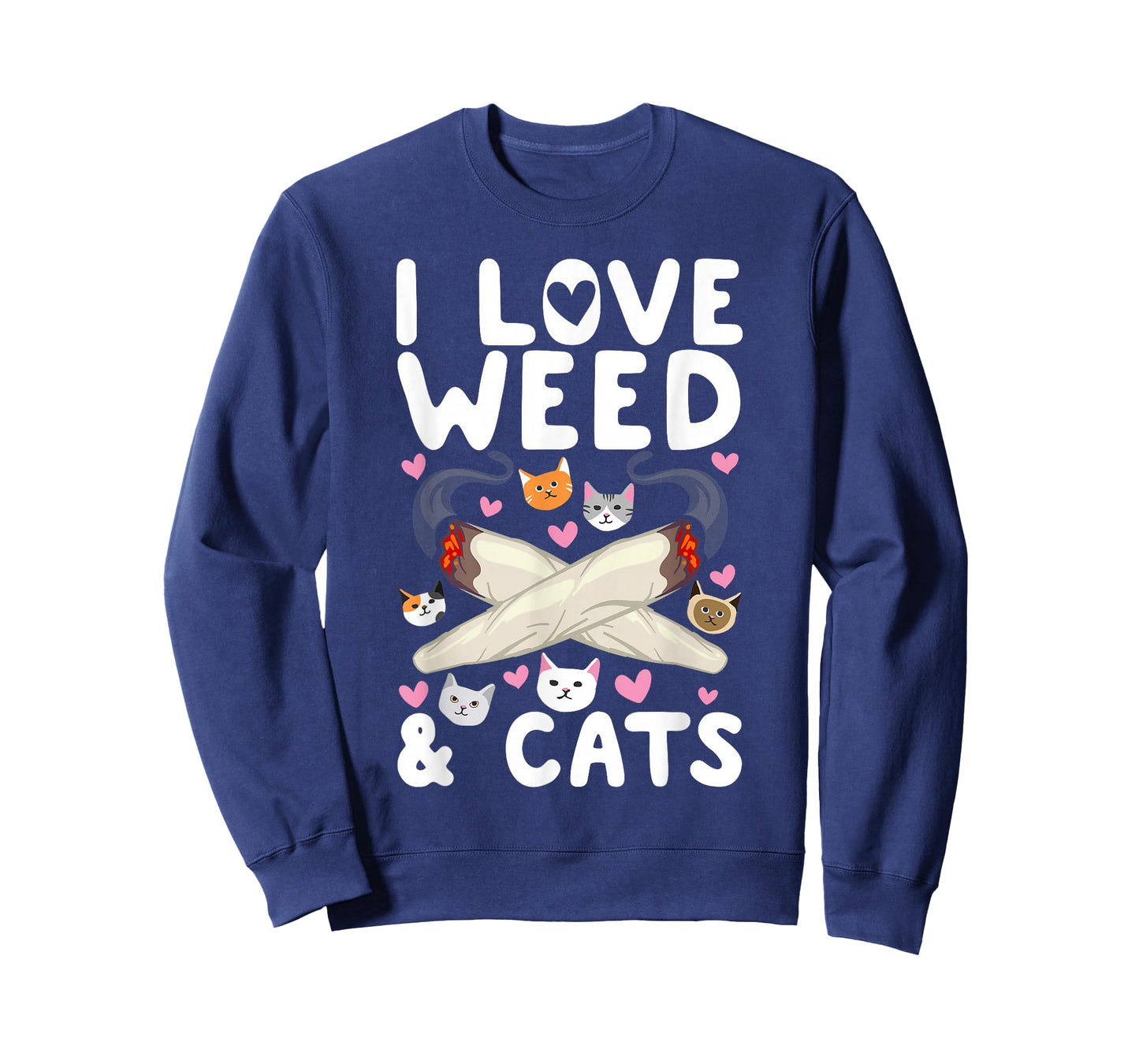 I Love Weed & Cats Cannabis Marijuana Pot Smoker Reefer Gift T-Shirt