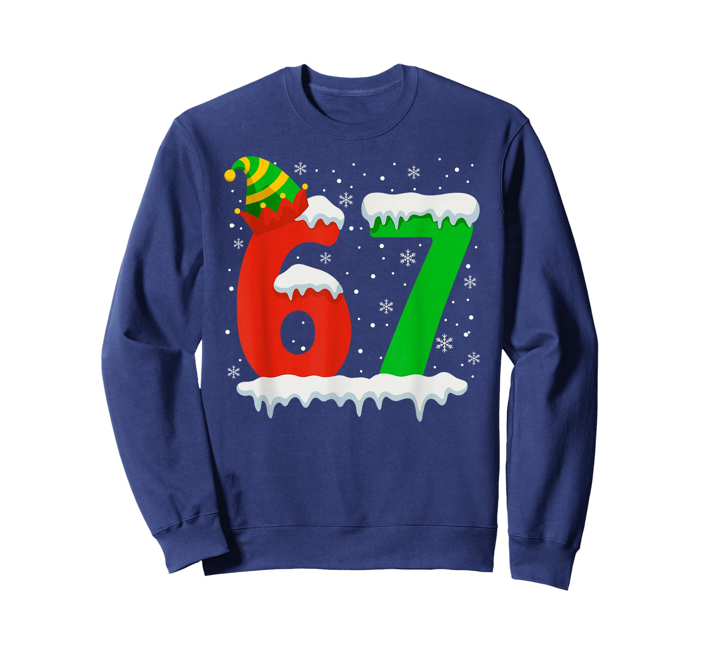 Funny Six Seven 67 Meme Saying 6 7 Elf Christmas Teens Boys T-Shirt