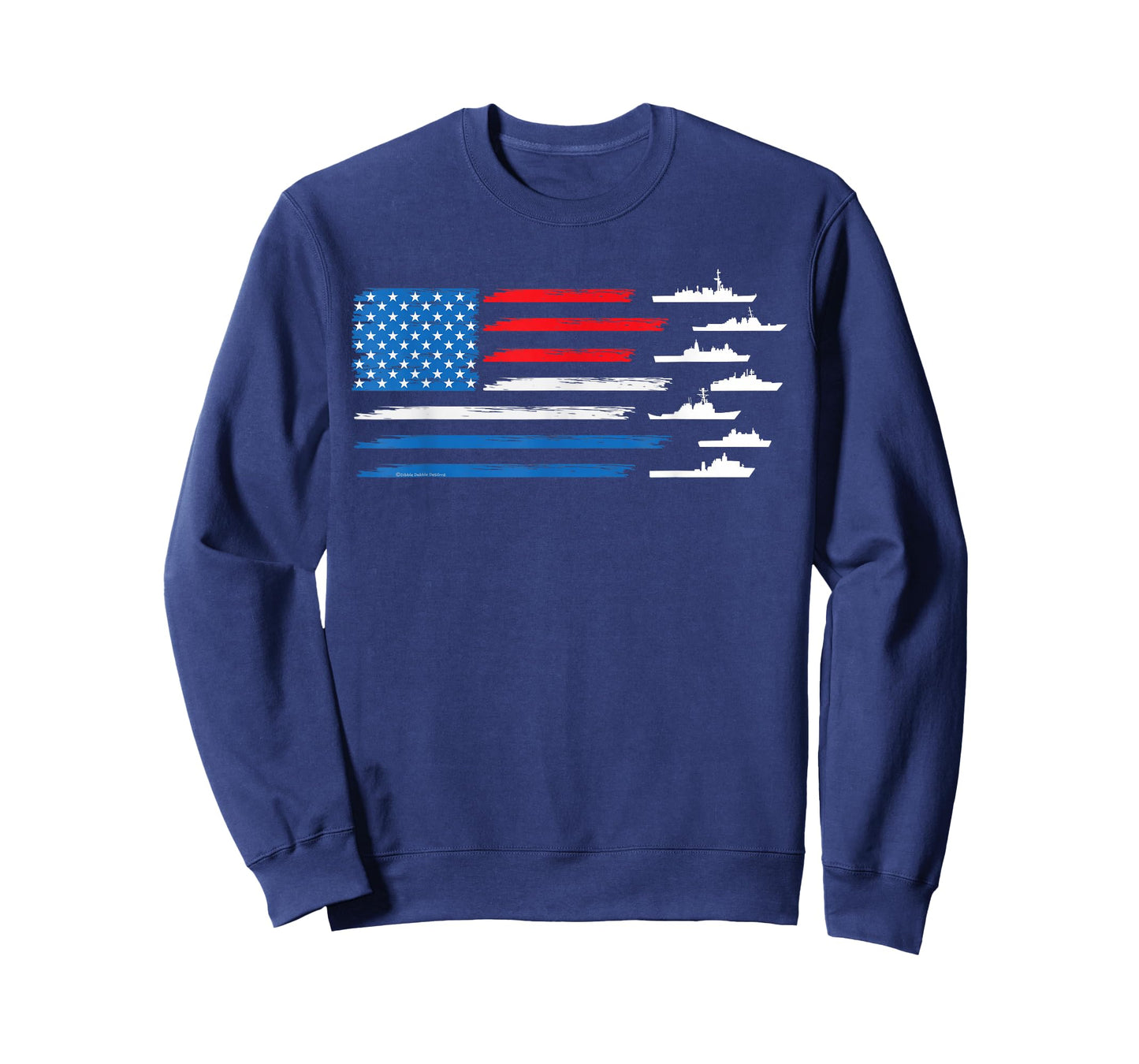 Patriotic Red White Blue USA Flag Military Ships 4th of July T-Shirt