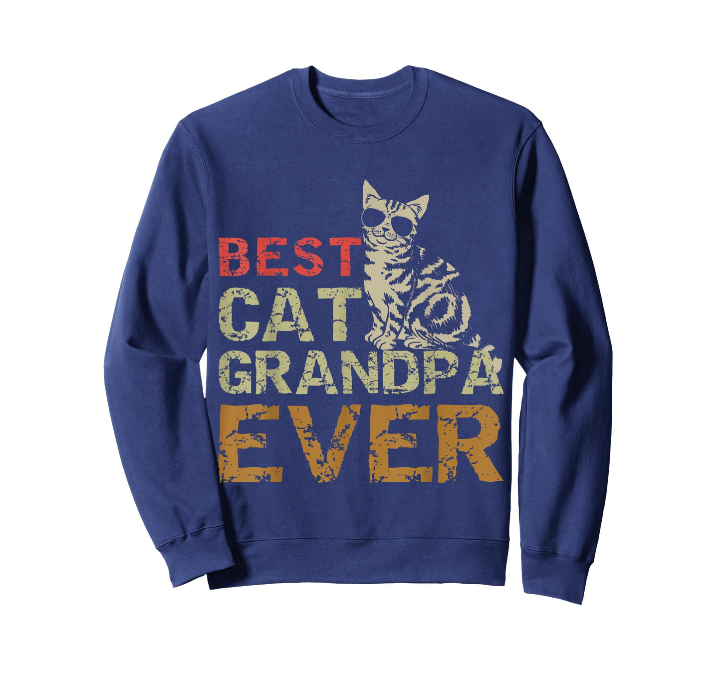 Best Cat Grandpa Ever Funny Cat Kitty Lover Retro Style Gift T-Shirt for Men Women Girls Kids