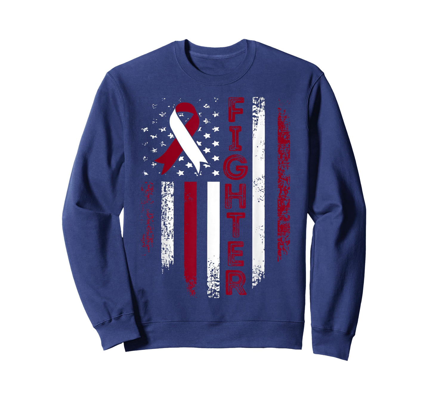 Fighter USA Flag Throat Cancer Awareness Throat Cancer T-Shirt