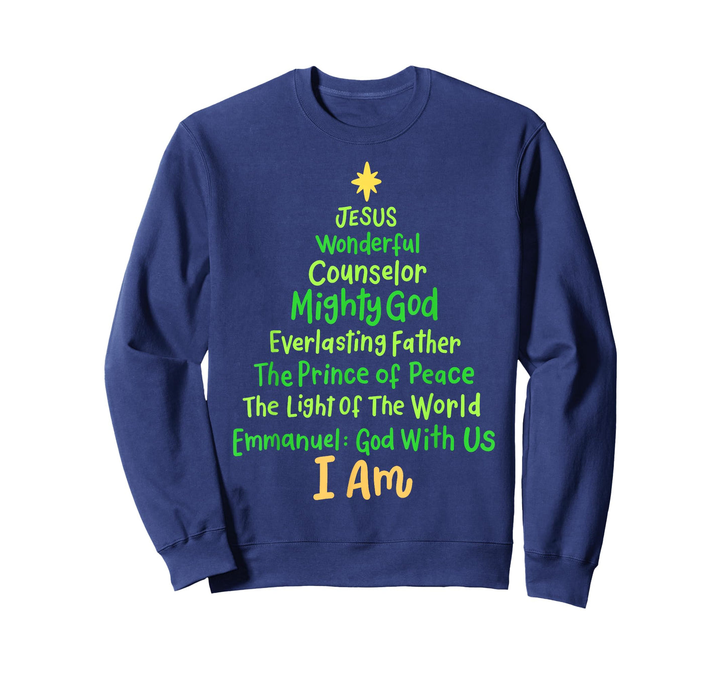 Christian Christmas Jesus Bible Names Xmas Tree Shaped T-Shirt