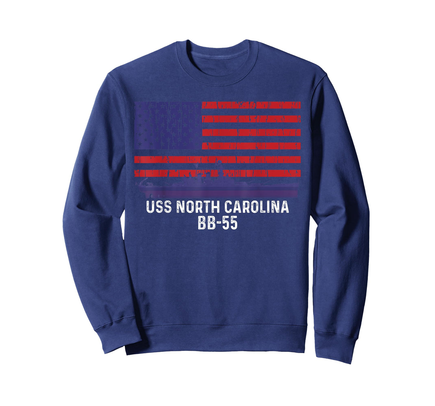 USS North Carolina BB-55 Battleship Vintage American Flag T-Shirt