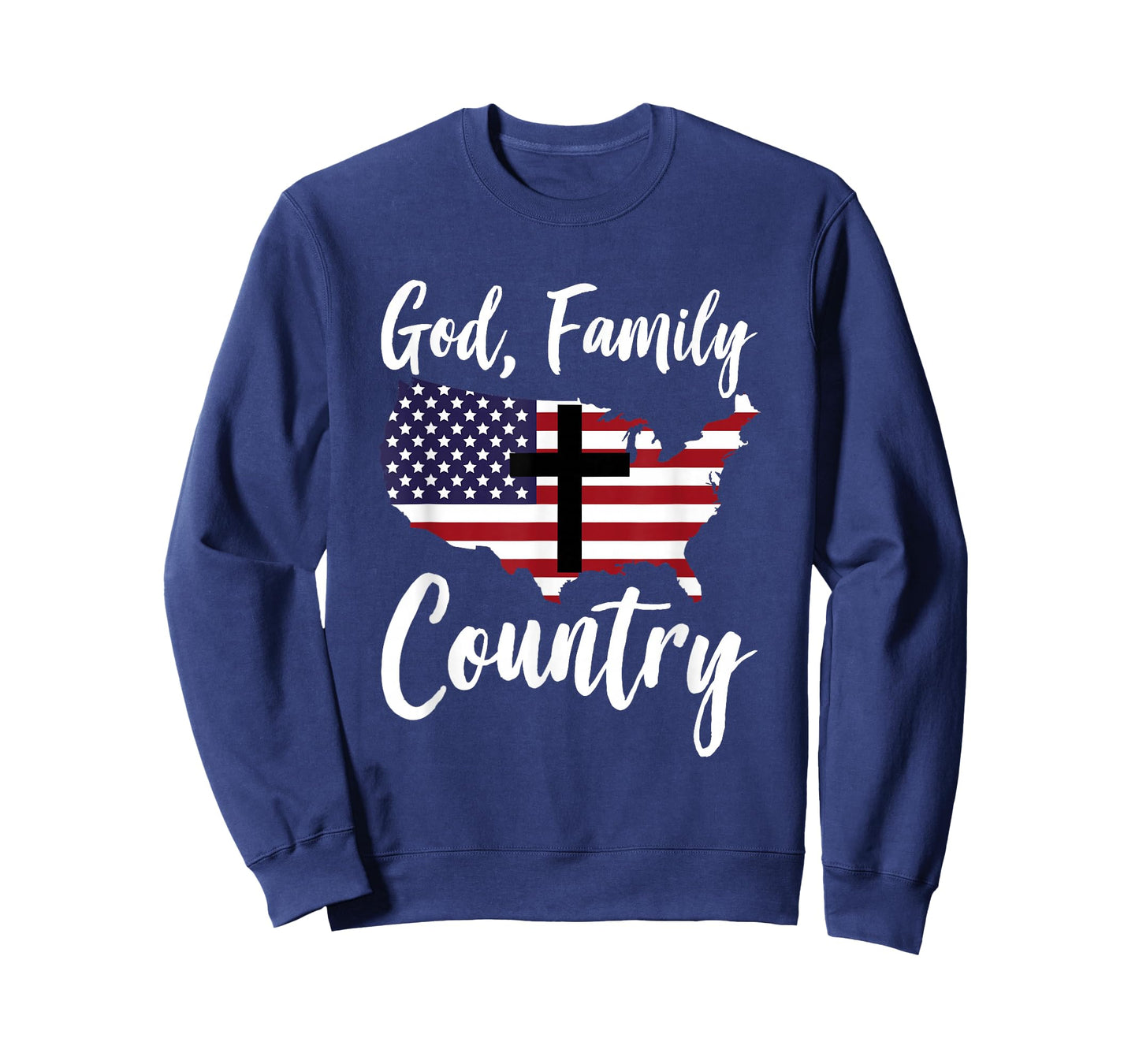 God Family Country Christian American Flag USA Map T-Shirt