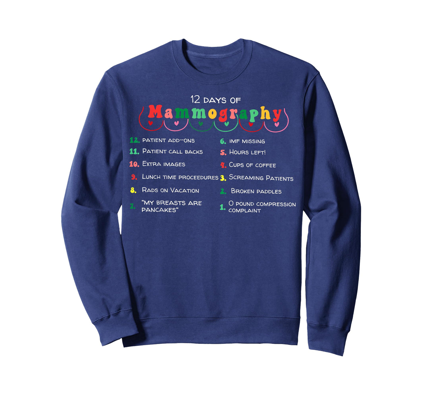 12 Days Of Mammography Mammo Technologist Christmas Pajamas T-Shirt