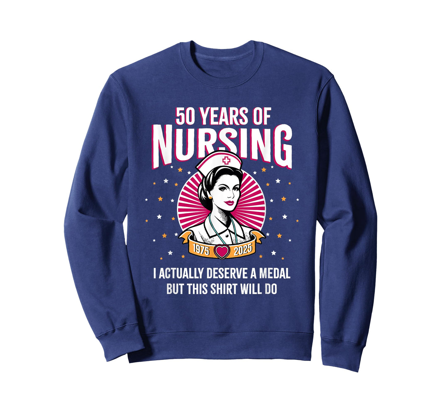 50 Years of Nursing Deserving a Medal Nurse Anniversary T-Shirt