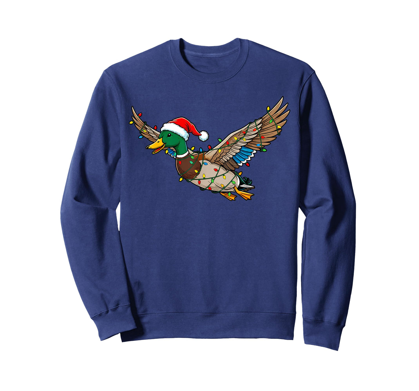 Funny Flying Santa Duck Christmas Lights Animal Xmas Hunting T-Shirt