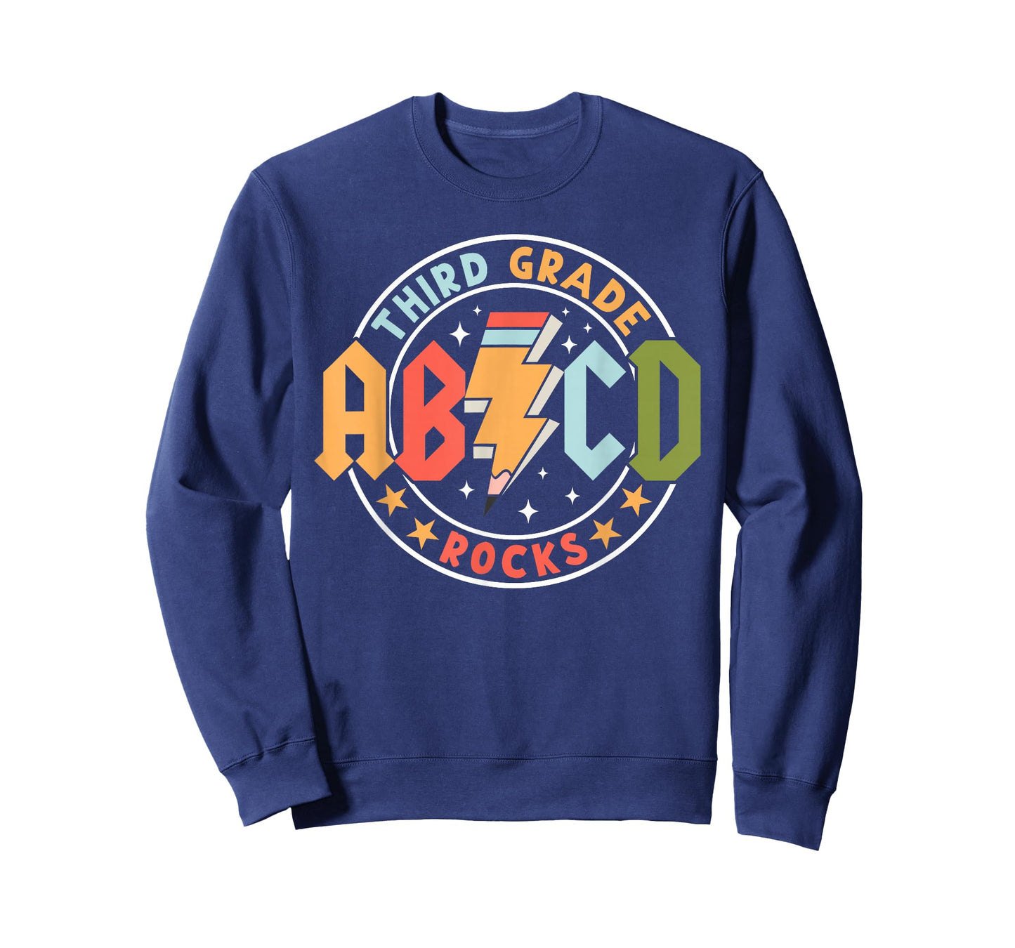 ABCD 3rd Grade Rocks Pencil Lightning Teachers Rock Boys T-Shirt