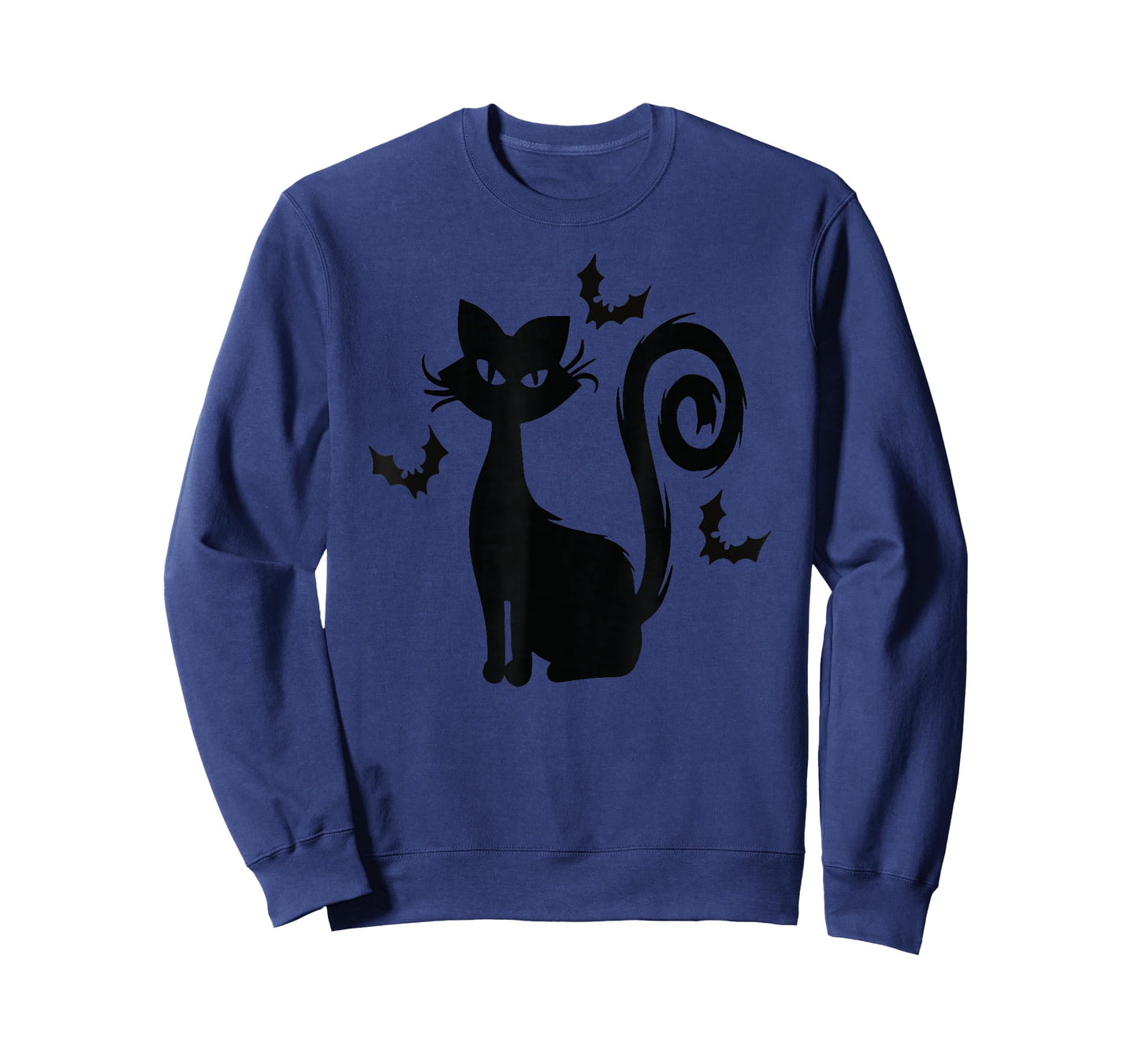Black Cute Cat With Bats Funny Spooky T-Shirt