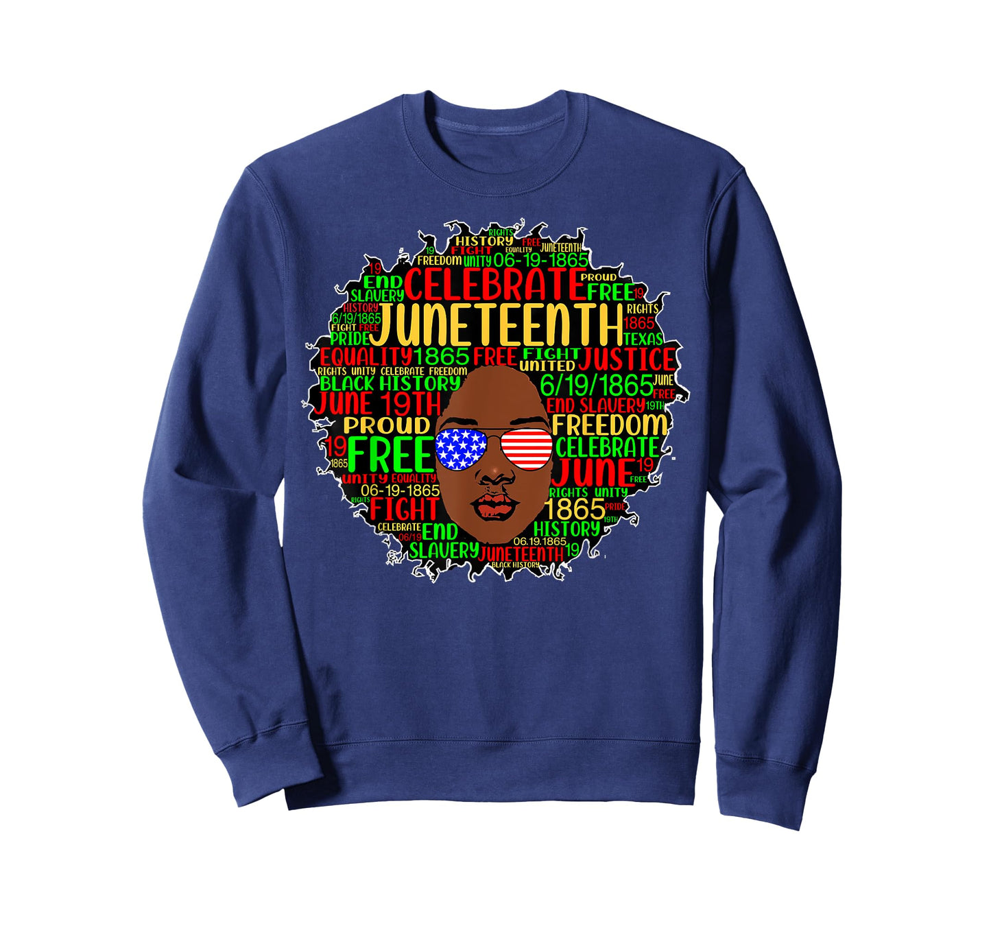 Afro Word Art Juneteenth History Natural Hair Sunglasses T-Shirt