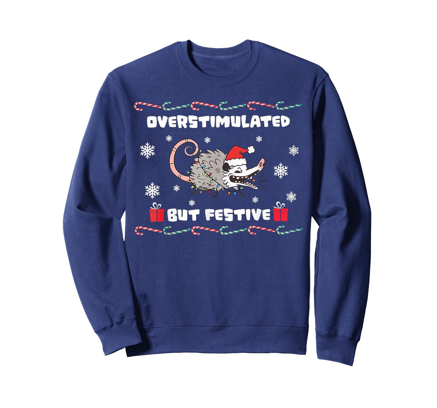 Overstimulated But Festive Mouse Santa Claus Christmas T-Shirt