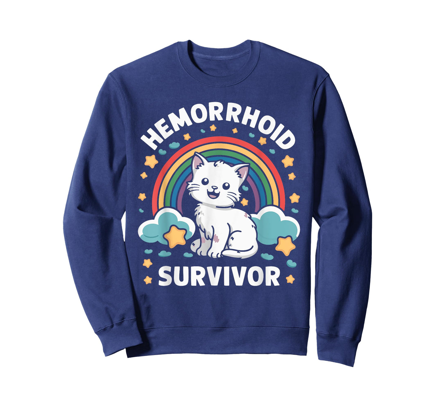 Oddly Specific Meme Embarrassing Adult Humor Hemorrhoid Survivor Cat T-Shirt, Small, Black