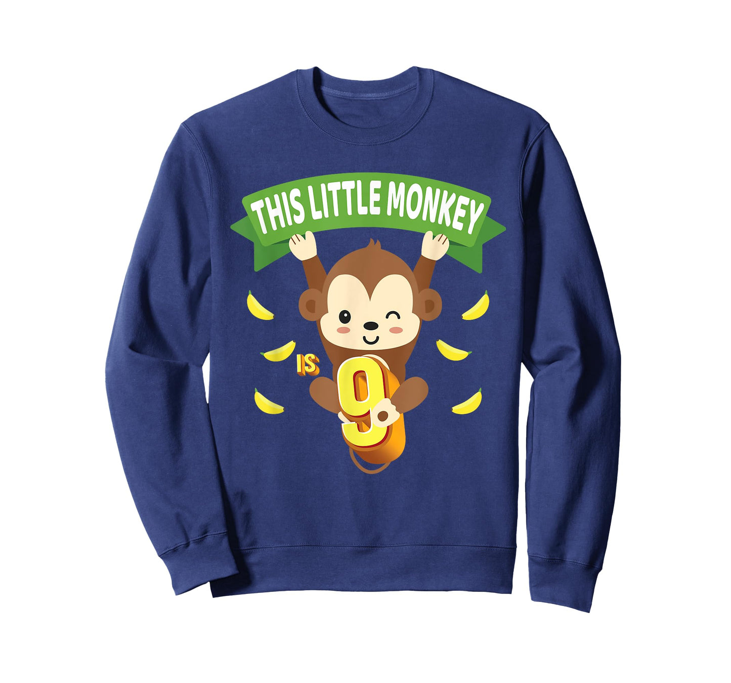 This Little Monkey Is 9 Years Old Kid 9th Birthday Monkeys T-Shirt