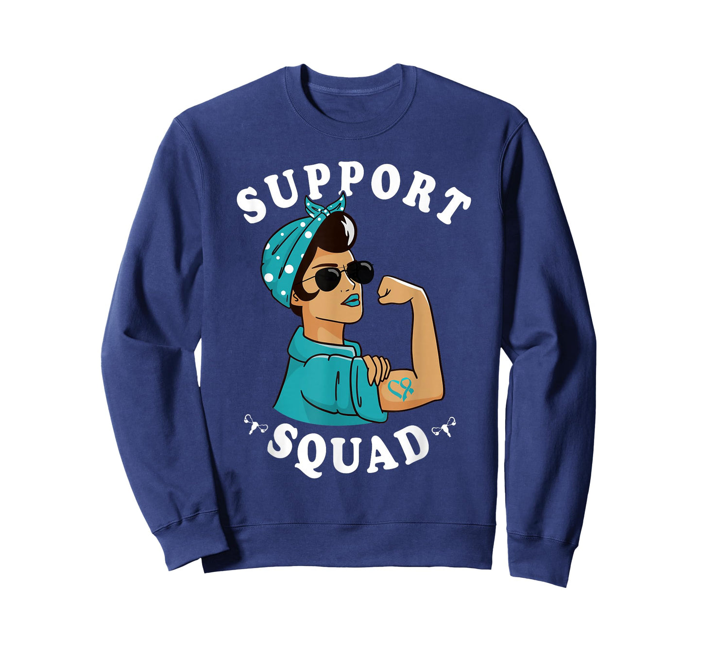 "Support Squad" Teal Ribbon Bandana Women Ovarian Cancer T-Shirt