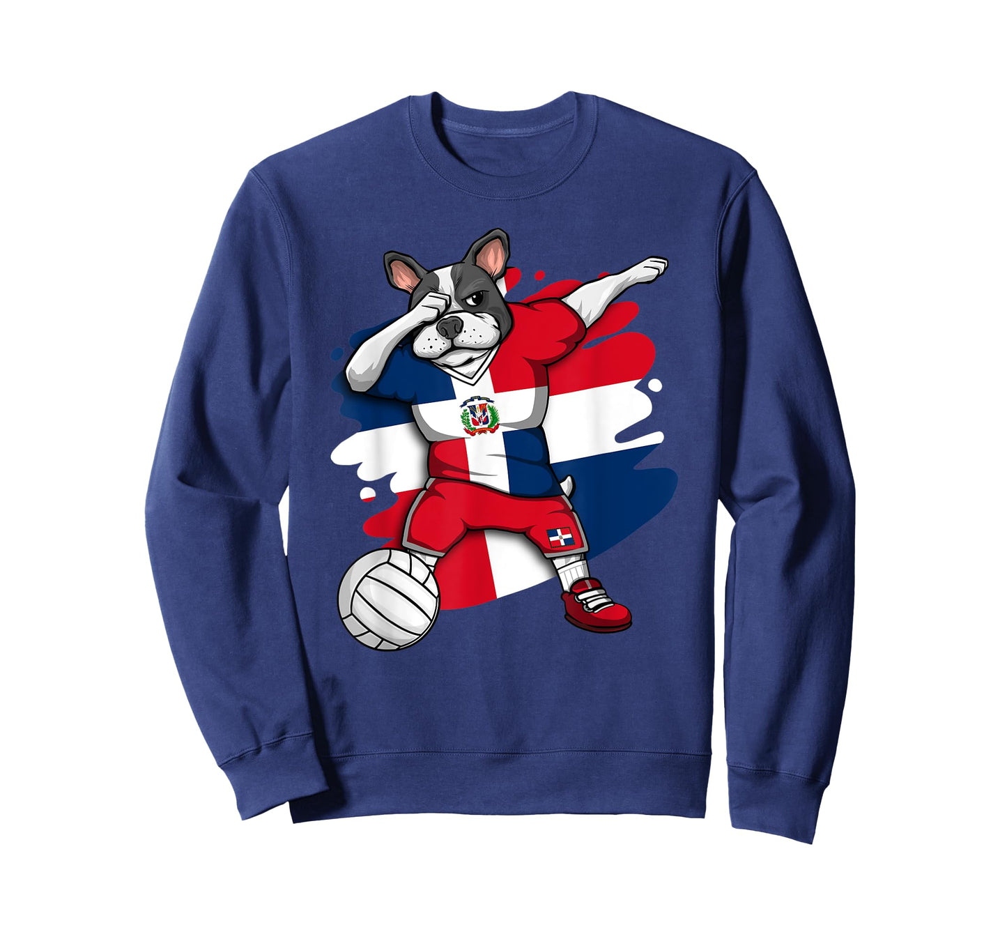 Dabbing Bulldog Dominican Republic Volleyball Fan Jersey T-Shirt for Men Women Kids