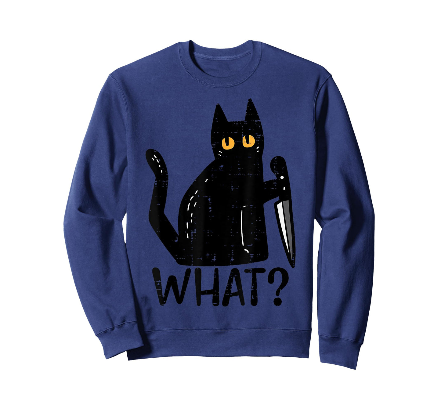 Black Cat What Knife Funny Murderous Halloween Pet Men Women T-Shirt