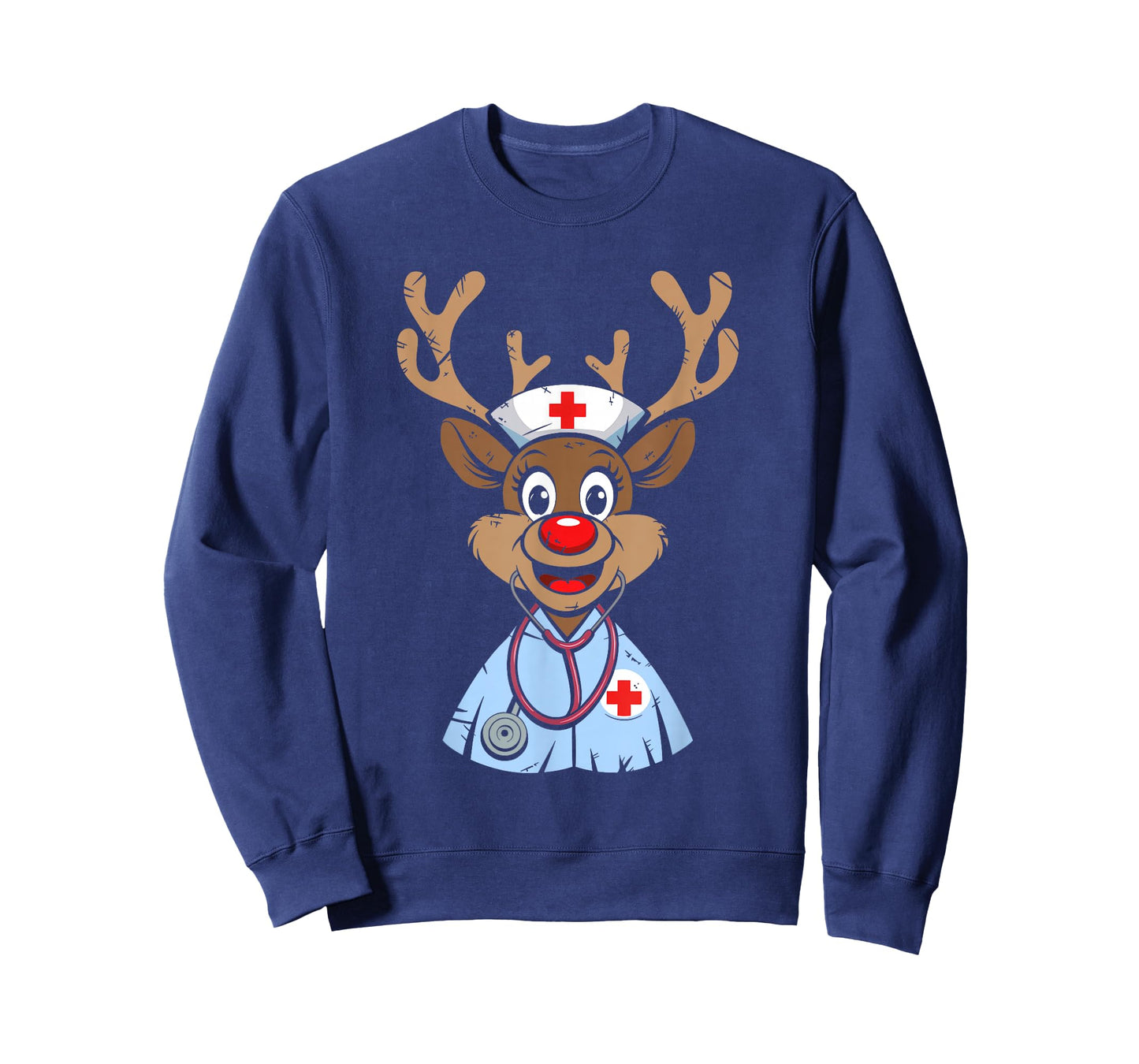 Christmas Nurse Reindeer Funny Scrubs Rubber Gloves Nurses T-Shirt
