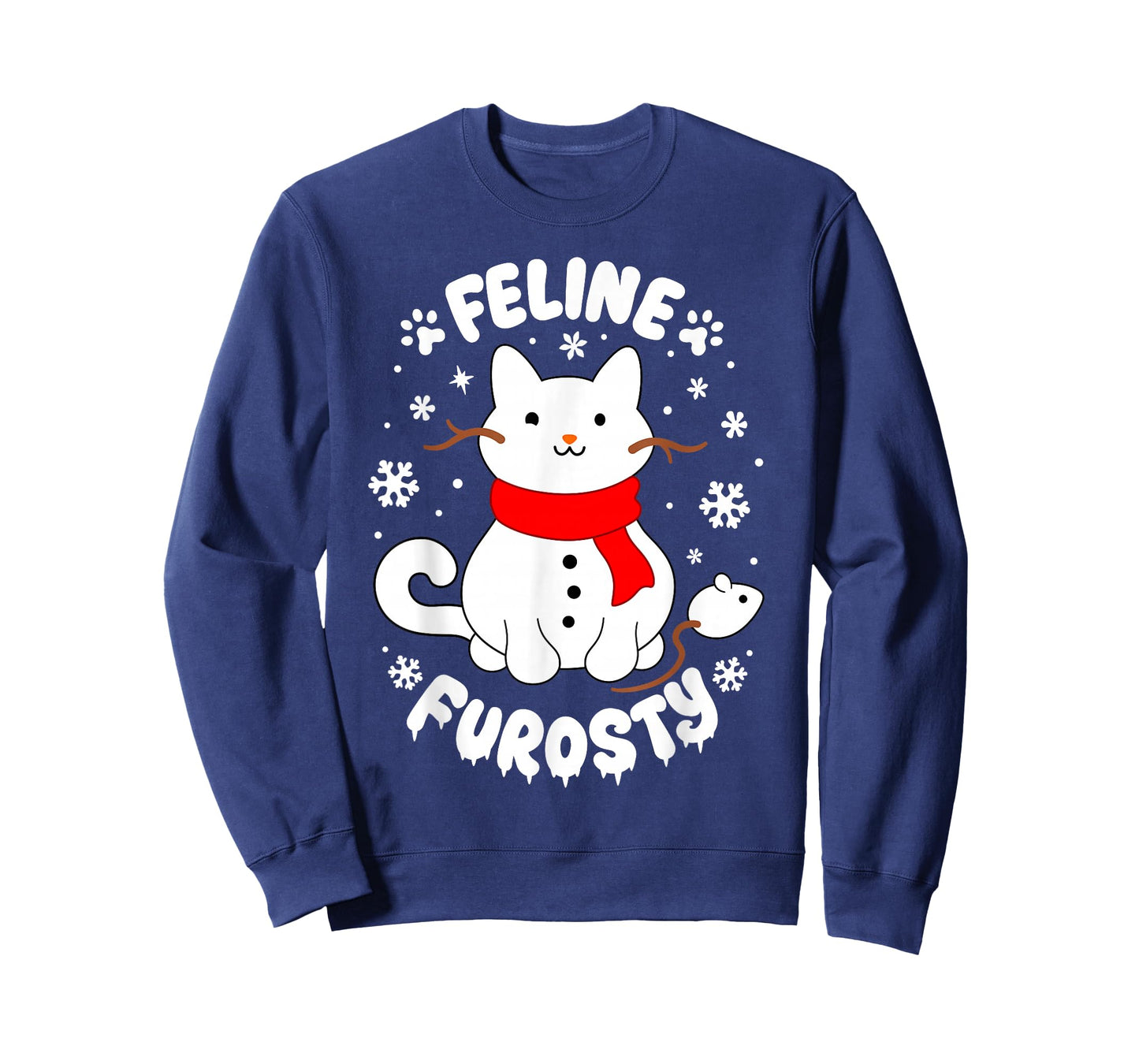 Feline Frosty Funny Cute Cat Snowman Christmas Holiday Lover T-Shirt