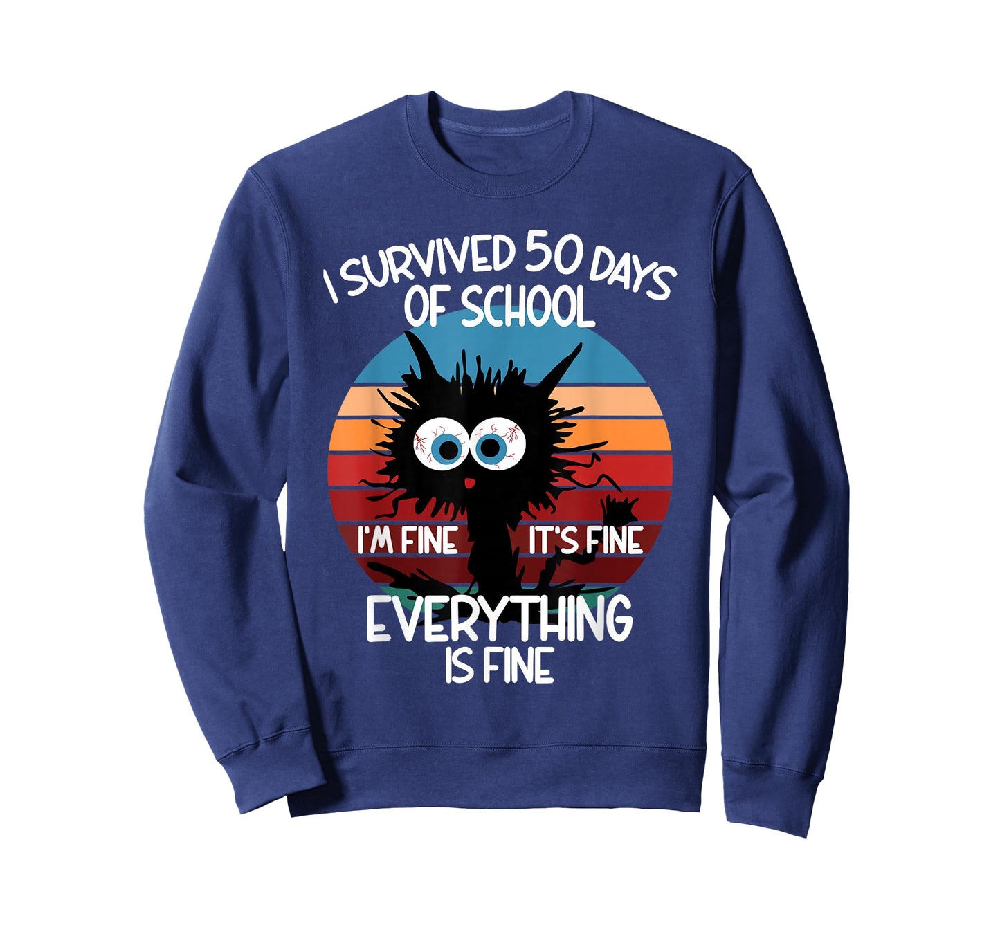 50th Day School Cat I Survived 50 Days of School T-Shirt