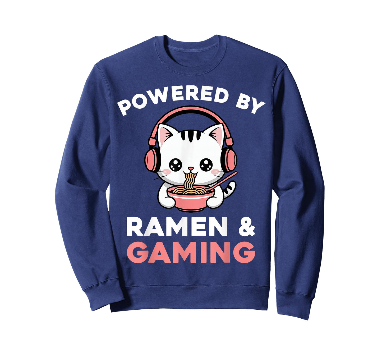 Gaming Cat Powered by Gaming & Ramen Funny Gamer Cat T-Shirt
