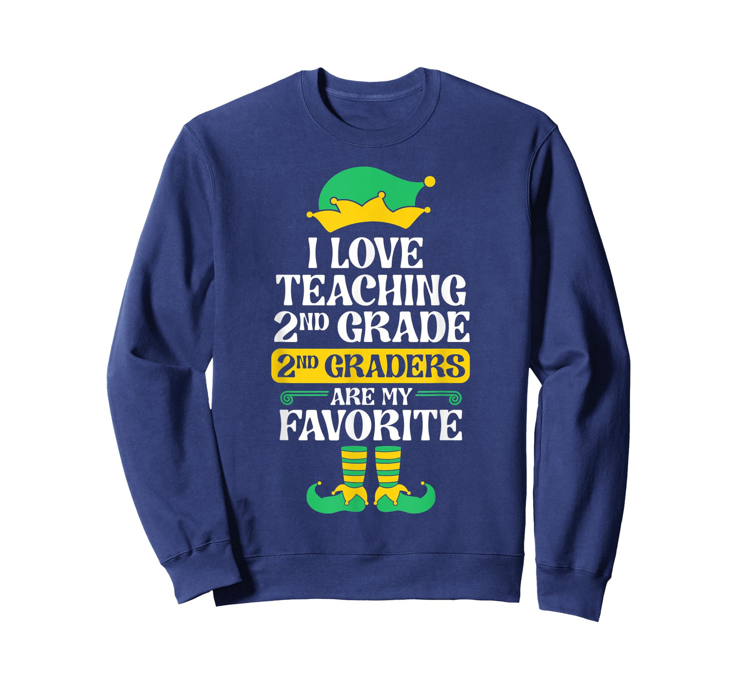 2nd Grade Teacher Elf Christmas School Party I Love Teaching Men Women Kids T-Shirt
